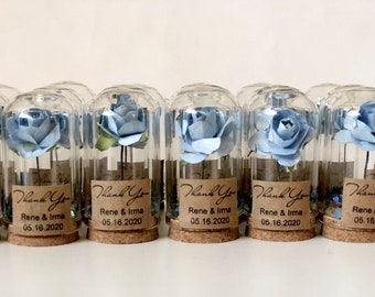 Dusty Blue Wedding Favors for Guests, Custom Bride Shower Party Favors, Bulk Thank You Gifts, Personalized Baby Shower Favors, Rose Dome