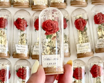 10 dragées dôme roses pour invités, cadeau de mariage, cadeaux de fête personnalisés, dragées La Belle et la Bête, dragées pour EVJF