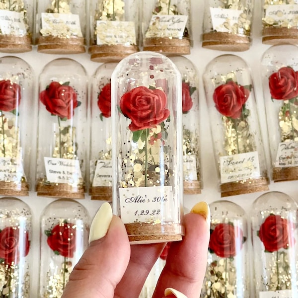 10 dragées dôme roses pour invités, cadeau de mariage, cadeaux de fête personnalisés, dragées La Belle et la Bête, dragées pour EVJF