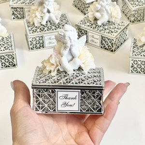 10 piezas de recuerdos de bautismo, recuerdos de bautizo, cajas de recuerdos, recuerdos de ángeles, recuerdos personalizados, recuerdos de primera comunión, regalos de bautismo personalizados