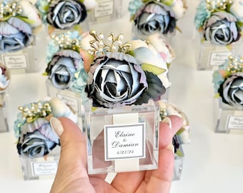 Dusty Blue Wedding Favors for Guests, Luxury Favors Candy Box, Elegance Party Favors, Custom Personalized Engagement Gifts, Classic Wedding