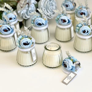 Blue Candle Wedding Favors for Guests, Custom Party Candle Favors, Personalized Luxury Candle Favors, Boho Candle Favors in Bulk, Home Decor