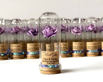 10pcs Lilac Wedding Favors for Guests, Glass Cloche Dome Custom Favors, Beauty and the Beast Party Favors, Personalized Sweet 15 Favors Gift