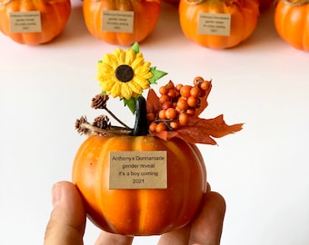 10 piezas de recuerdos de calabaza, calabaza, recuerdos rústicos, recuerdos de girasol, baby shower, recuerdos de fiesta, fiesta de calabaza, recuerdos de boda de otoño, girasoles