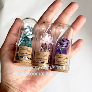 10pcs Lilac Wedding Favors for Guests, Glass Cloche Dome Custom Favors, Beauty and the Beast Party Favors, Personalized Sweet 15 Favors Gift image 9