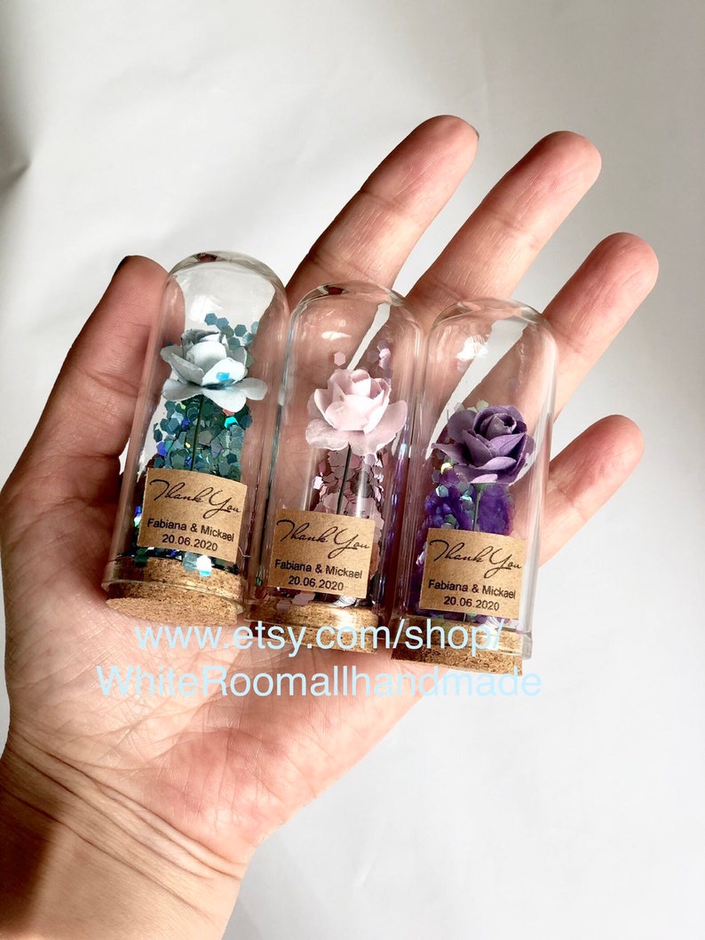 10pcs Lilac Wedding Favors for Guests, Glass Cloche Dome Custom Favors, Beauty and the Beast Party Favors, Personalized Sweet 15 Favors Gift image 9