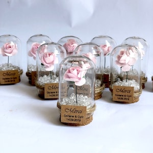 Bulk Pink Rose Dome Favors for Guests, Wedding Favors Gift, Personalized Party Gift, Beauty and the Beast Custom Favors, Bachelorette Favors