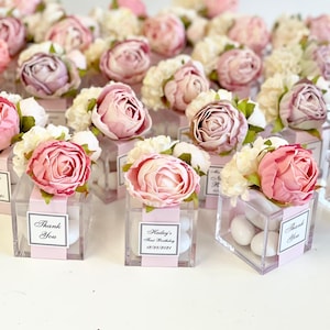 5 pcs Personalized Acrylic Favor Boxes – Custom Party Favors for Wedding, Baptism, Baby Shower, Birthday, Quinceañera, Guest Gifts