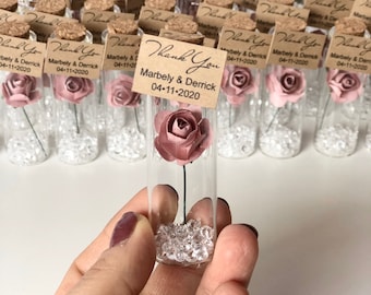 Rose Kundenspezifische Hochzeitsbevorzugungen für Gäste, personalisierte Gastgeschenke, Staubige Rosen-Luxusbevorzugungen, Verlobungsbevorzugungen, Boho Brautduschen Geschenke