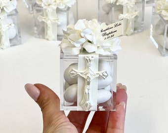 10 piezas de recuerdos de bautizo, cajas de recuerdos, cruces, recuerdos personalizados, recuerdos de primera comunión, regalos de bautizo personalizados