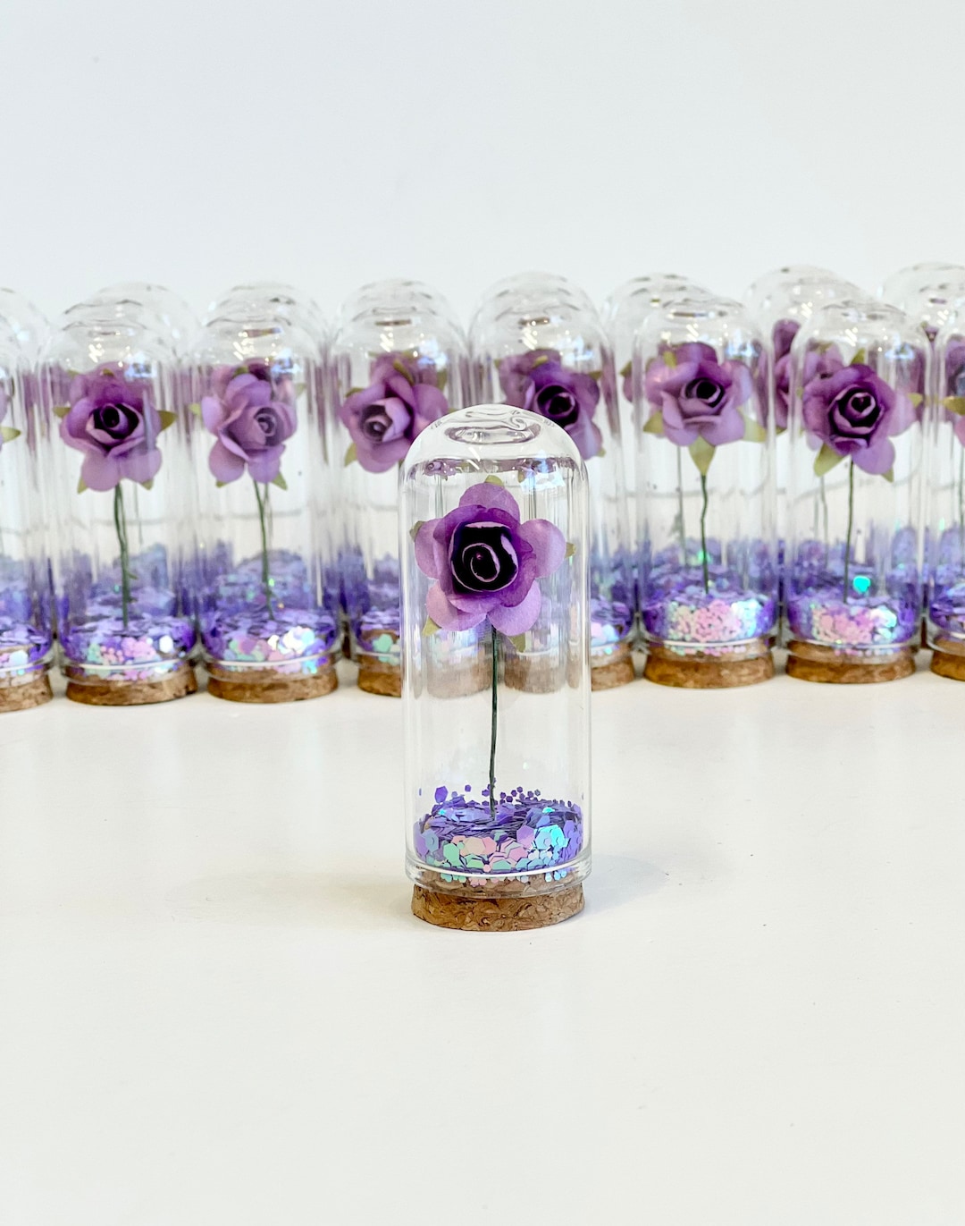 Lilac Wedding Favors for Guests, Beauty and the Best Party Favors, Glass Cloche Rose Dome, Bulk ...