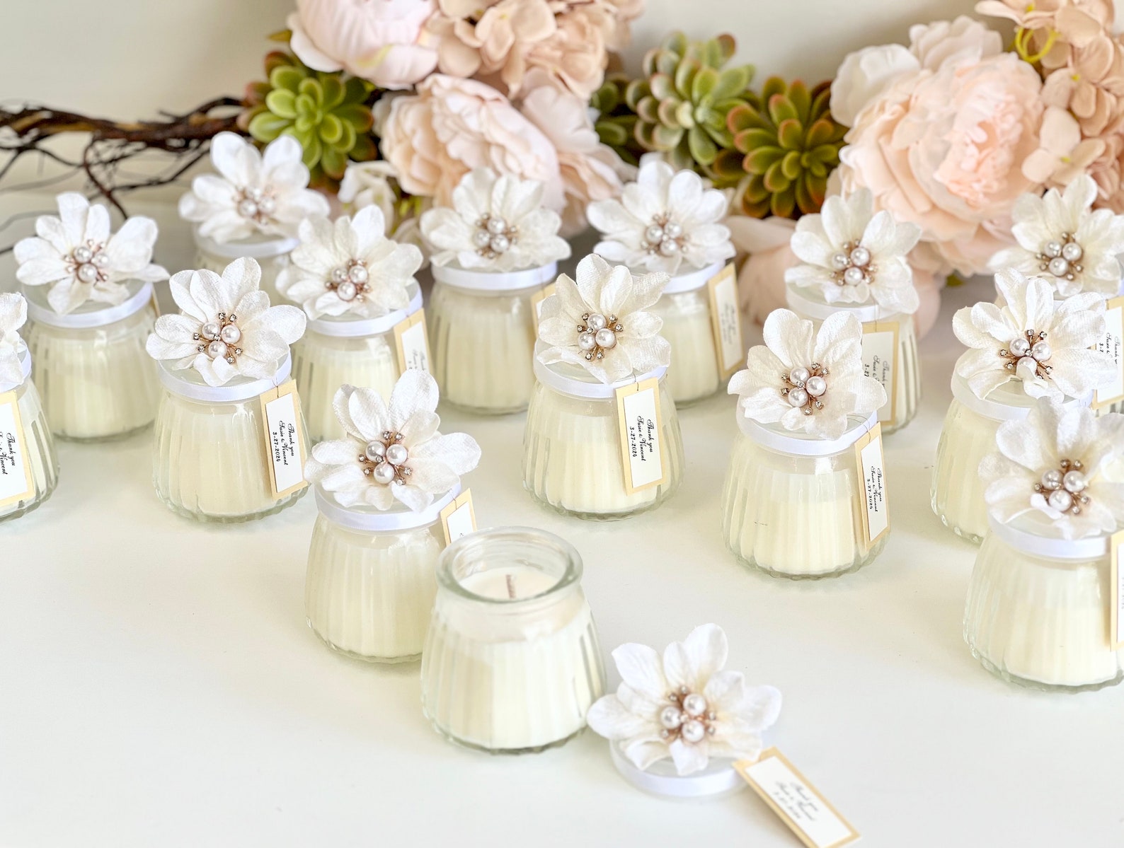 Boho Candle Wedding Favors for Guests, Custom Candle Favors ...