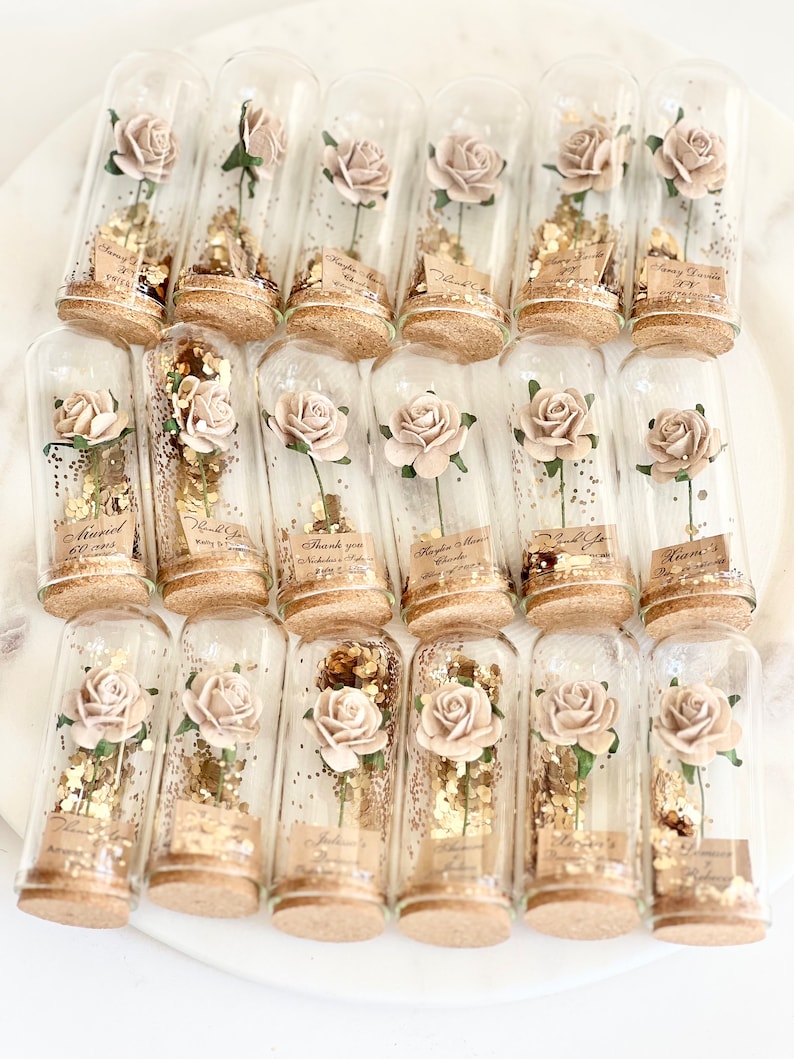 10 pcs Tan Wedding Favors for Guests, Rose Dome Favors, Personalized Party Gifts, Beauty and the Beast Custom Favors, Rustic Favors Gifts image 8