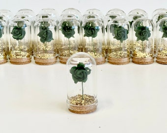 Emerald Green Wedding Favors for Guests, Beauty and the Best Party Favors, Glass Cloche Rose Dome Favors, Bulk Wholesale Souvenirs Gifts