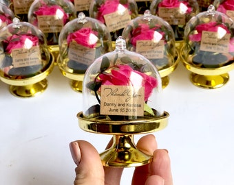 10 pcs Rose Dome Wedding Favors for Guests, Custom Beauty and the Beast Favors, Sweet 16 Personalized Party Favors, Bride Shower Favors Gift