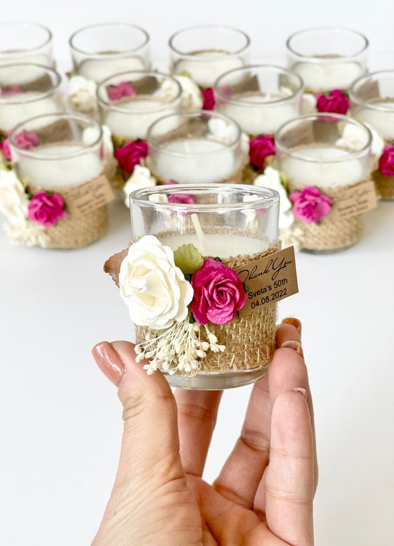 NUPTIO Portacandele In Legno 20 Pezzi Bomboniere di Nozze Gli Ospiti Regalo Ritorno Della Doccia Nuziale In Serie Portacandele Tealight Bomboniera Per