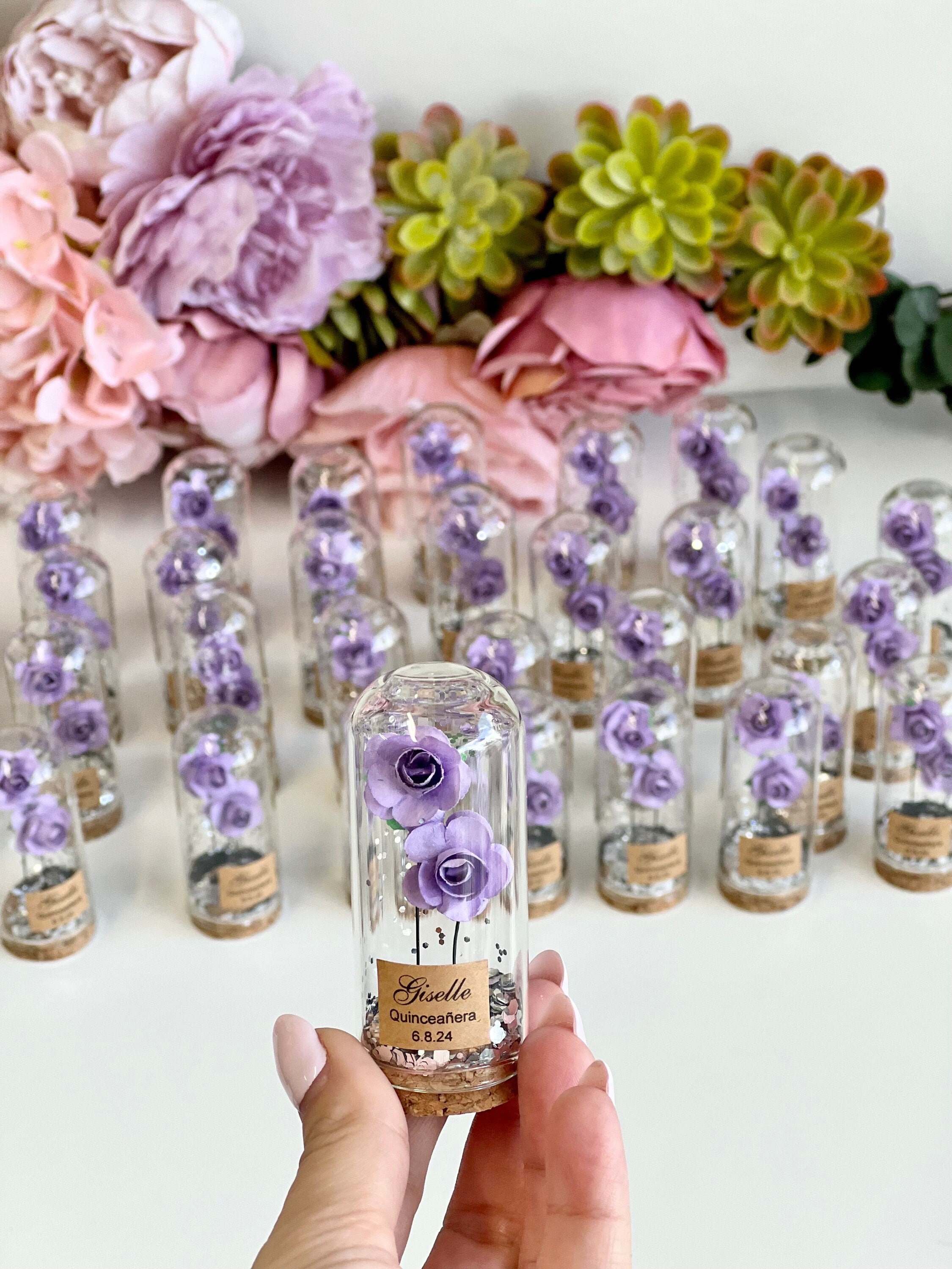 Bulk Rose Dome Favors for Guests, Lilac Wedding Favors, Personalized ...