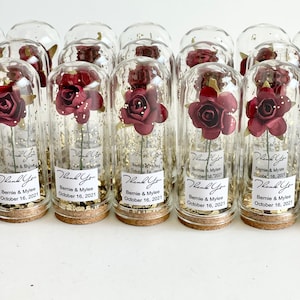 10 pcs Favors for Guests, Wedding Party Favors, Dome Custom Favors, Beauty and the Beast Gifts, Personalized Burgundy Bride Shower Favors image 5