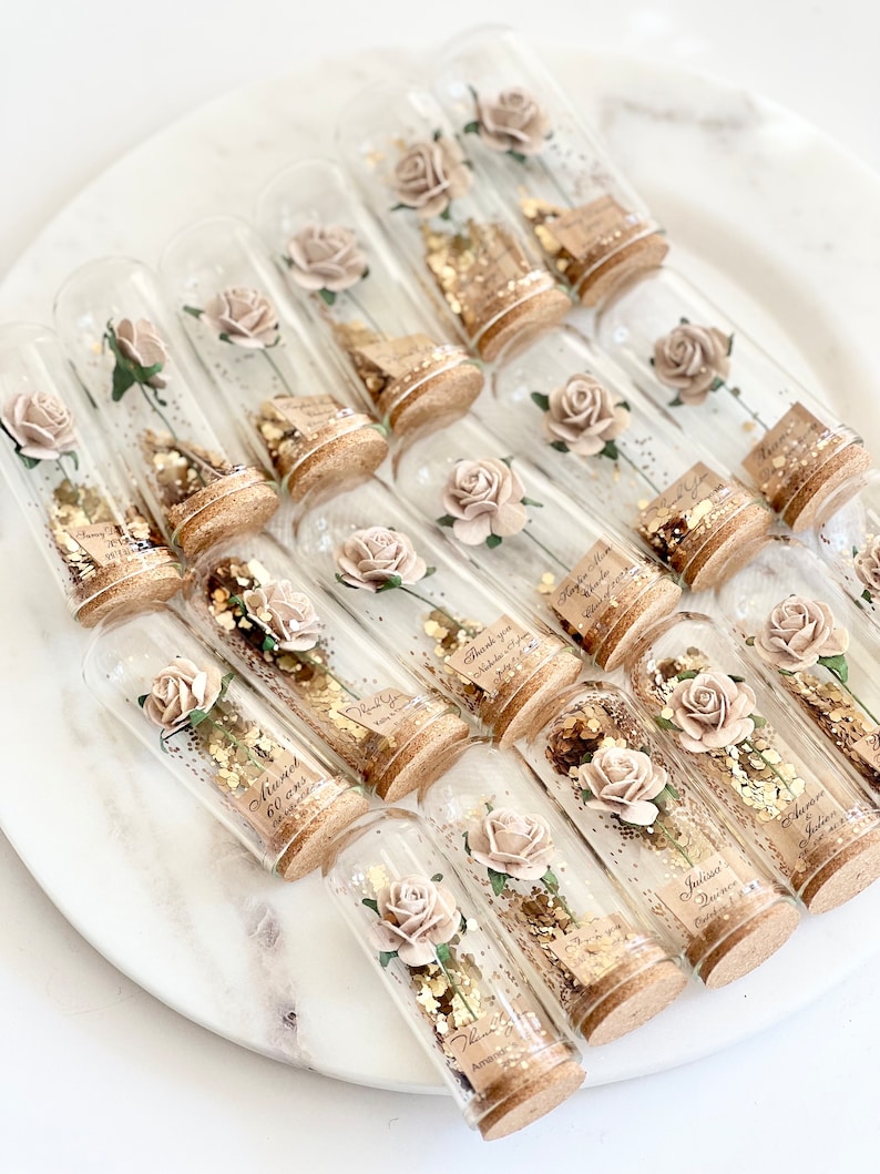 10 pcs Tan Wedding Favors for Guests, Rose Dome Favors, Personalized Party Gifts, Beauty and the Beast Custom Favors, Rustic Favors Gifts image 7