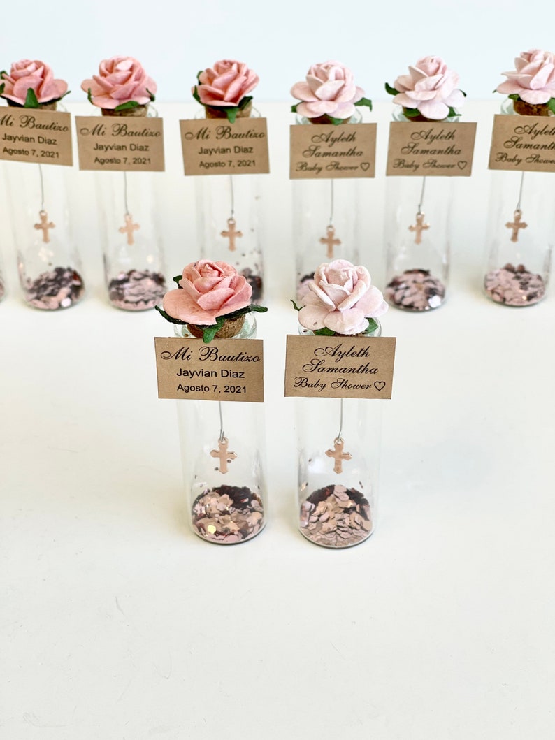 5 pcs Baptism Favors, Favors, Cross Favors, Baptism Gift, Custom Favors, Party Favors, Christening Favors, First Communion Favors, Glass jar image 3