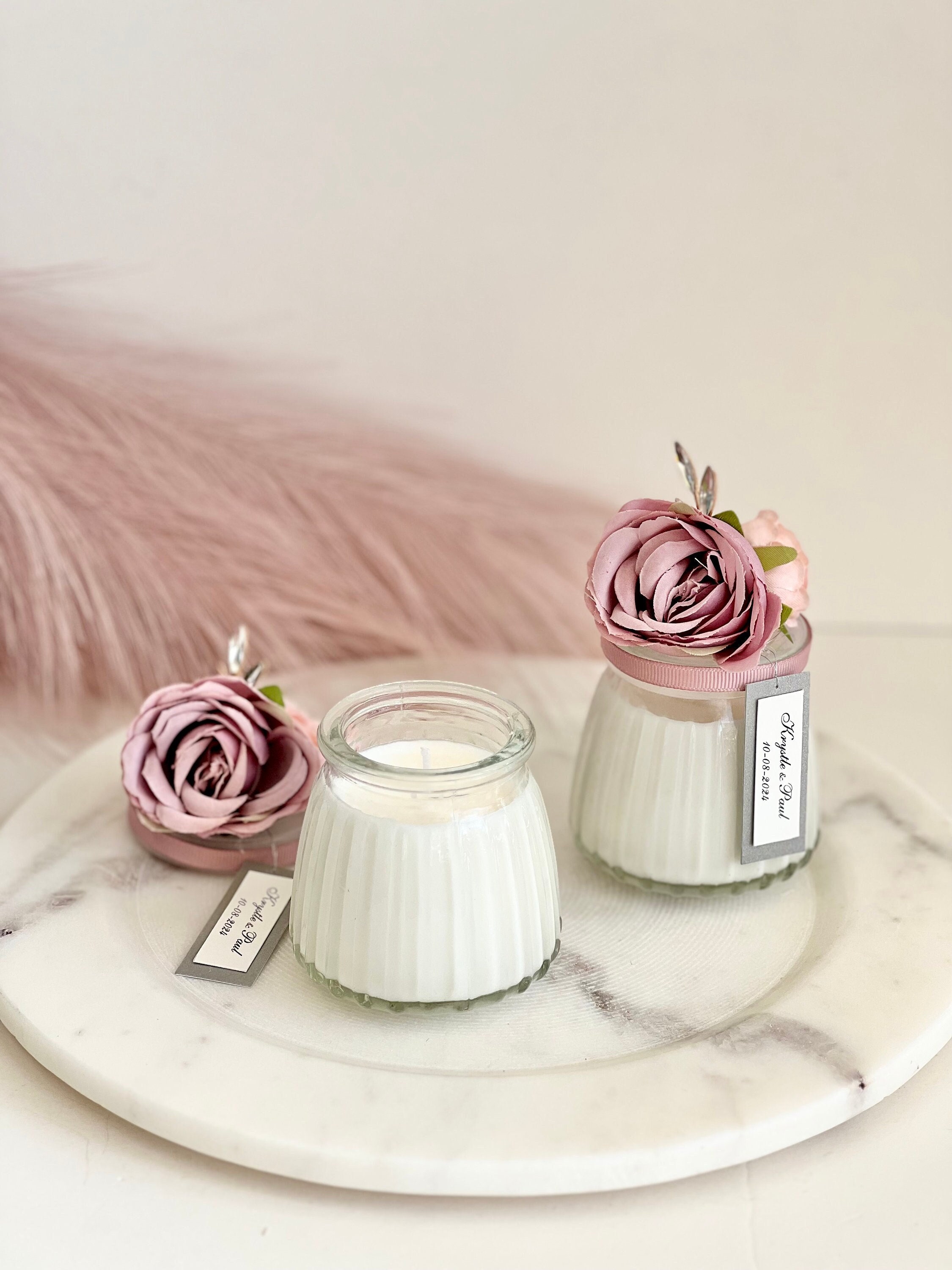 Mauve Blush Candle Wedding Favors for Guests, Custom Party Candle ...