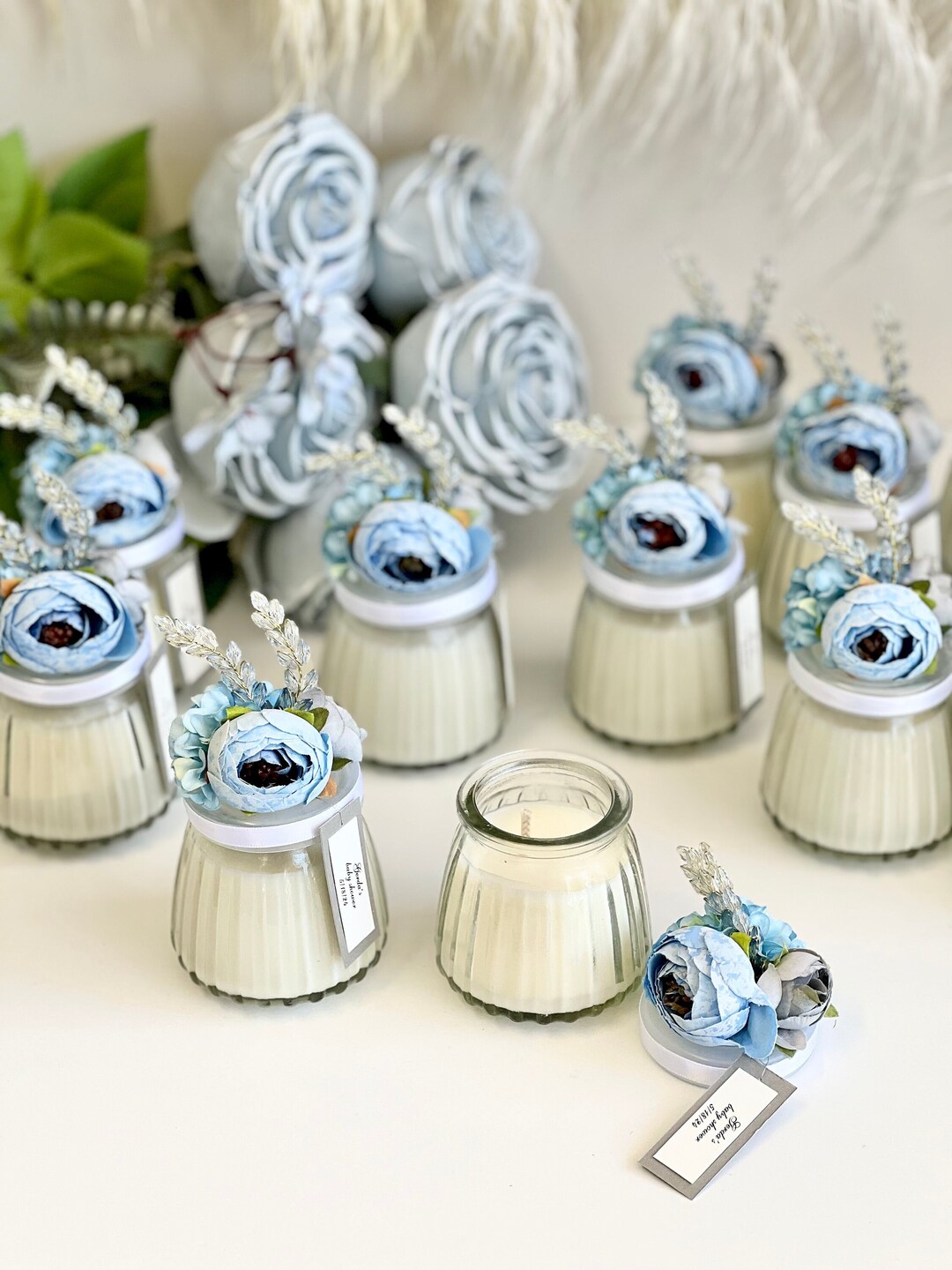 Blue Candle Wedding Favors for Guests, Custom Party Candle Favors ...