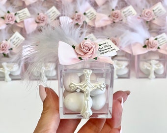 10 piezas de recuerdos de bautizo, cajas de recuerdos, cruces, recuerdos personalizados, recuerdos de primera comunión, regalos de bautizo personalizados