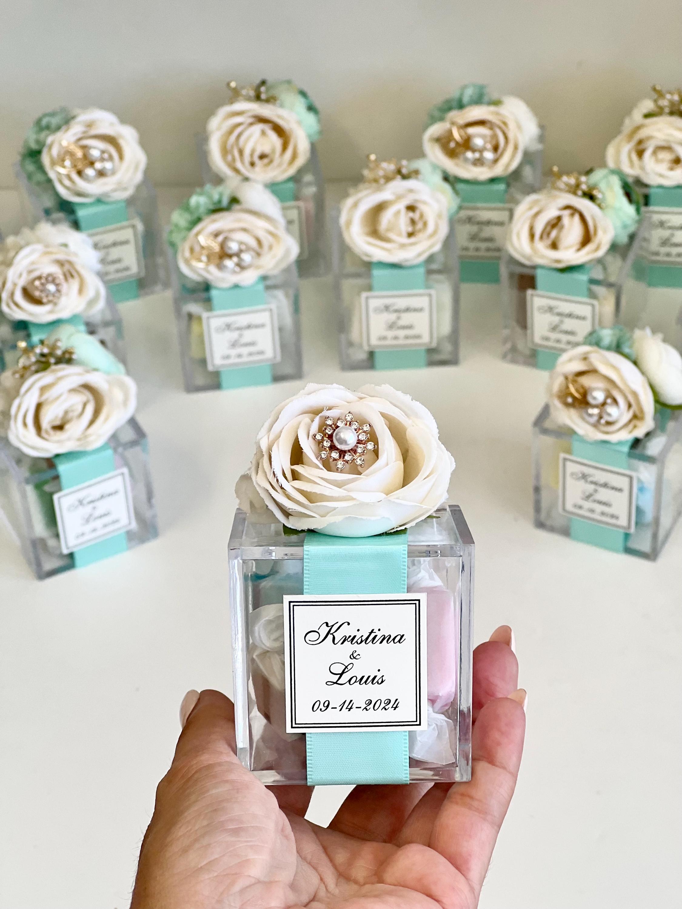 Türkise Hochzeitsgeschenkboxen, Elegante Hochzeitsgeschenke für Gäste, Luxuriöse Partygeschenke, Individuelle Gastgeschenke, personalisiertes Quinceanera-Geschenk