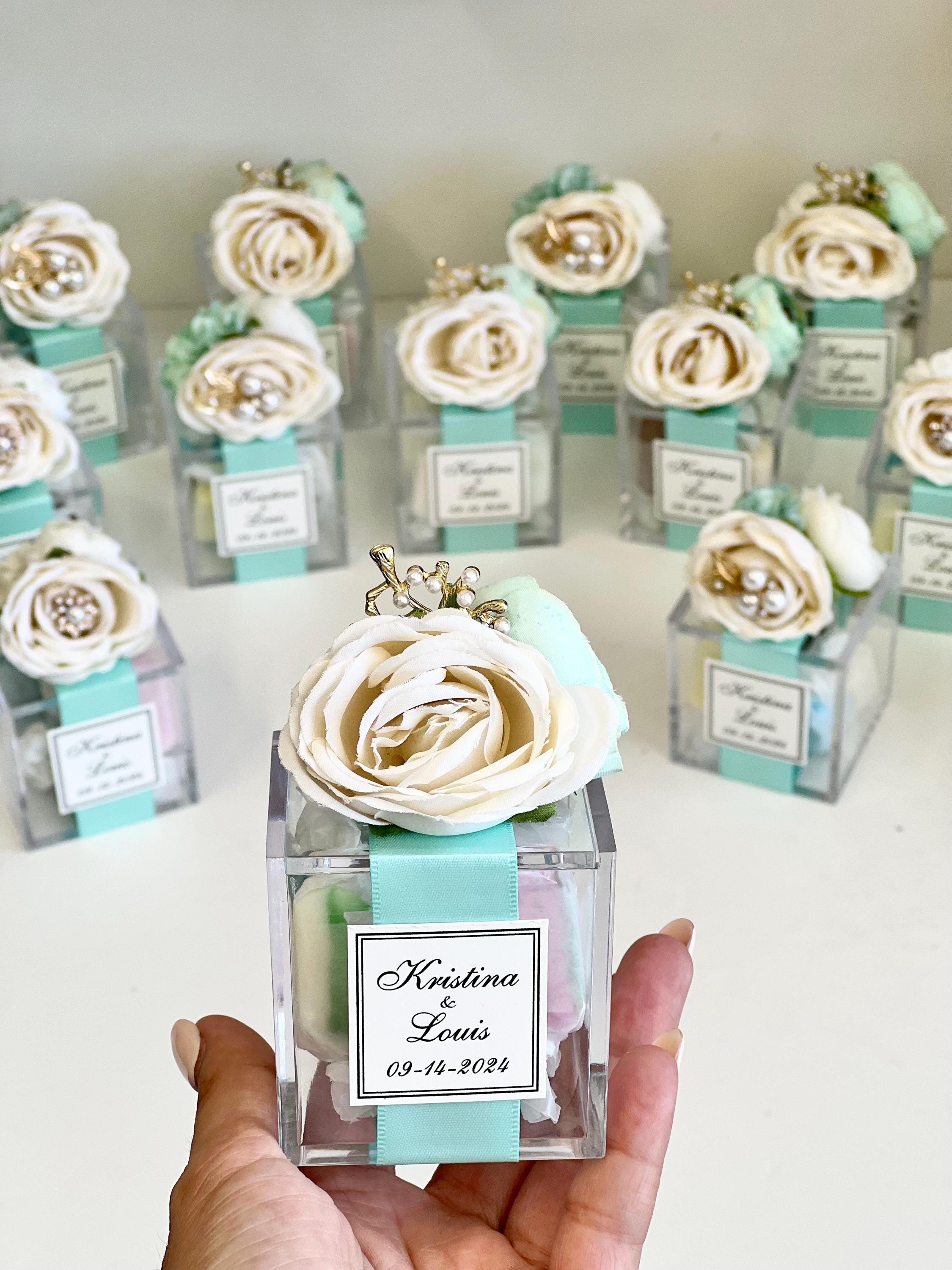 Türkise Hochzeitsgeschenkboxen, Elegante Hochzeitsgeschenke für Gäste, Luxuriöse Partygeschenke, Individuelle Gastgeschenke, personalisiertes Quinceanera-Geschenk