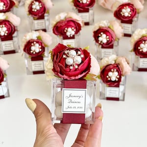 5 pcs Wedding Favors for Guests, Personalized Bride Shower Favors, Custom Party Favors, Luxury Burgundy Bulk Gifts, Bachelorette Favors Box