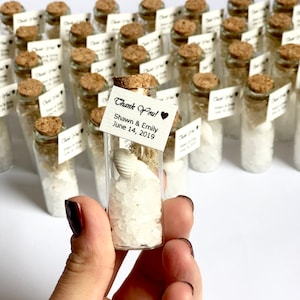 Bulk Wedding Favors for Beach, Tropical Beach Party Favors, Message in a Bottle gifts, Save The Date Favors, Sea Salt Shells Bottle Gifts