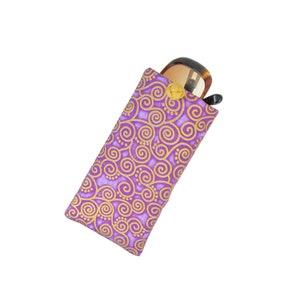 Soft Eyeglass Case (Sunglasses Pouch), Knot and Loop Closure, Cotton and Silk, Purple