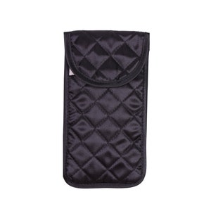 Soft Eyeglass Case (Sunglasses Pouch), Quilted Satin Fabric, Easy Access Flap Hook-and-Loop Closure