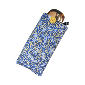 Soft Eyeglass Case (Sunglasses Pouch), Knot and Loop Closure, Cotton and Silk, Navy Blue