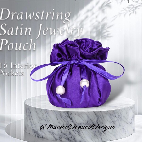 Satin Drawstring Pouch With Pockets Etsy