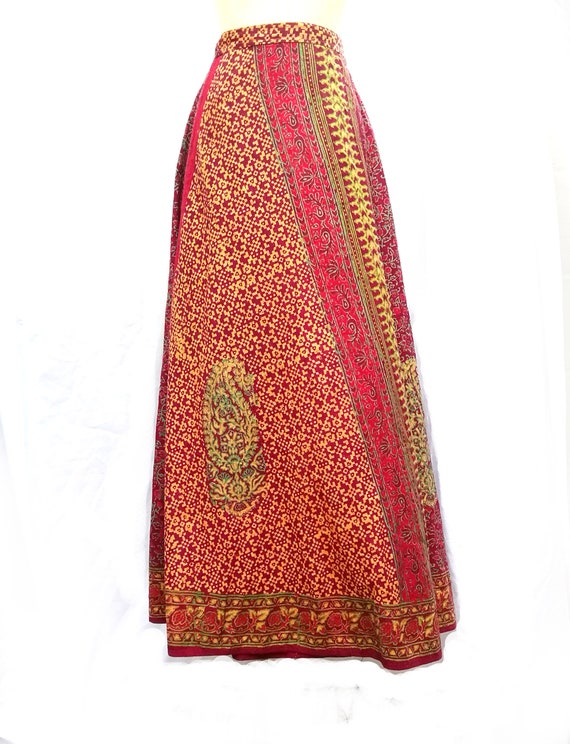 Vintage Indian Block Print Wrap Skirt Jeanne Campb