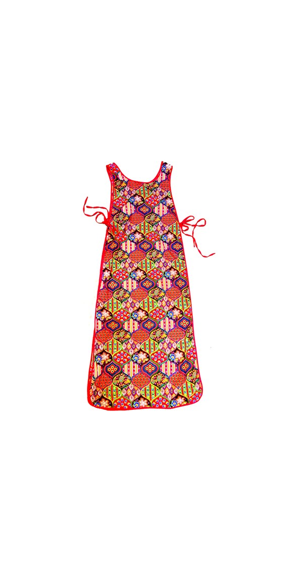 1970s Paisley Print Smock Apron Tunic