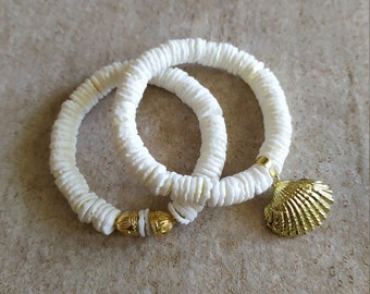 Heishi bracelets pearls shells, pearls mother-of-pearl shell spirit boho