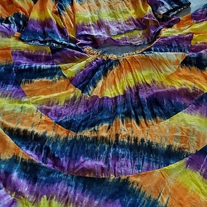 Vintage Heather Jones Tie Dye Elastic Waist Cotton Circle Skirt and Short Sleeve Crop Top Size XL