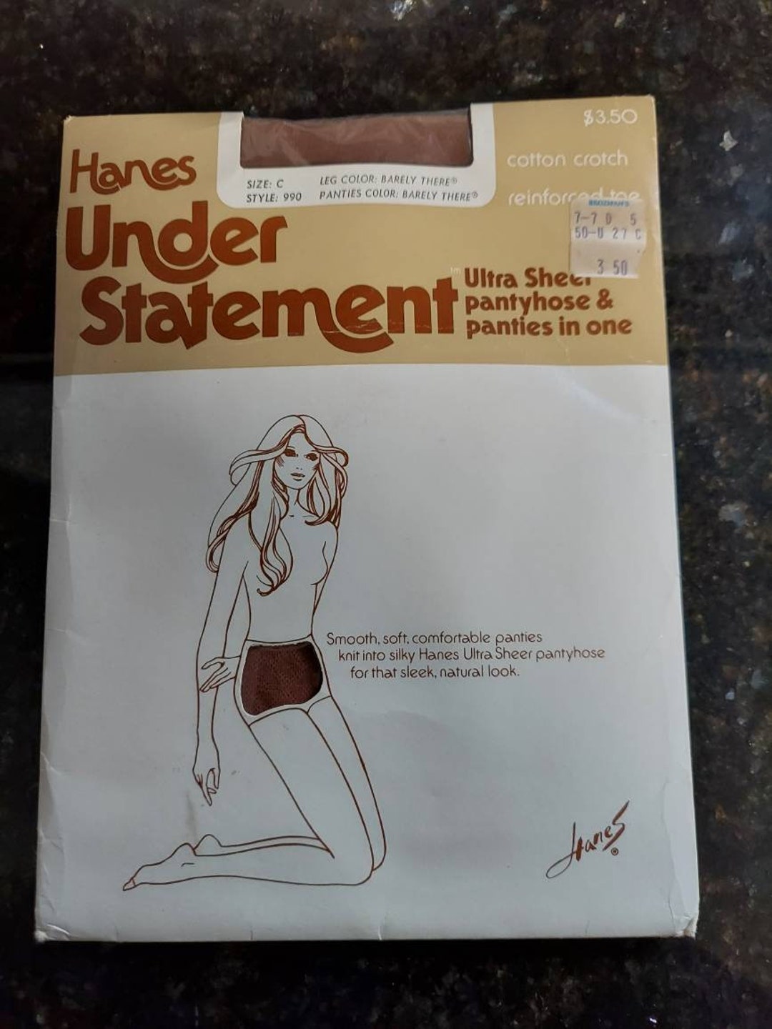 Vintage Hanes Under Statement 1 Pair Ultra Sheer Pantyhose and Panties in  One Size C Color Barely There 