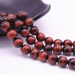6mm-18mm Natural Red Tiger Eye Beads, Grade AAA, Smooth Round, 15.4 Inch Strand GE16 image 1