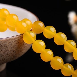 Natural Yellow Agate Beads, Smooth Round 2mm-14mm, 15.4 Inch Strand (GA30)