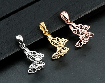 2pcs Sterling Silver Pendant Pinch Bail Gold Plated 925 Silver Butterfly Bail Connector for Gemstones P469B
