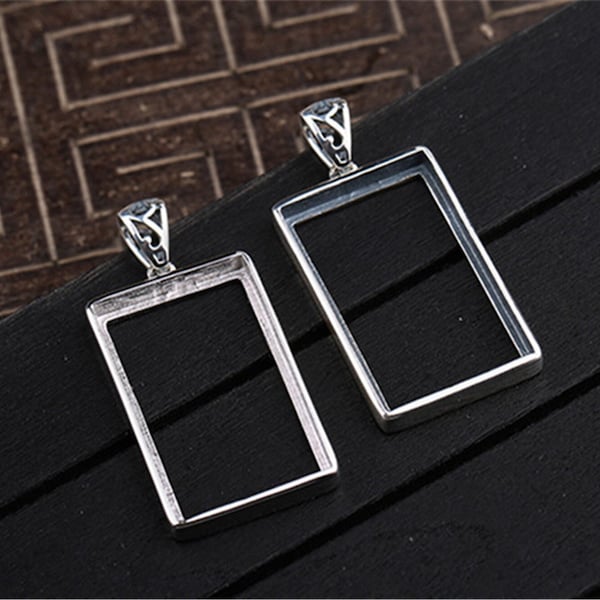 Pendentif vierge (10x14mm/12x16mm/13x17mm/16x22mm/16x27mm/20x30mm rectangle vierge) 925 argent pendentif réglage rectangle pendentif base P458B