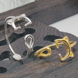 Adjustable Ring Blank for 6mm Round Beads/Pearls Gold Plated 925 Silver Ring Base Round Beads Ring Setting R1273B