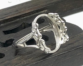 Ring Blank (6x9mm/8x10mm/9x11mm/10x13mm/11x14mm/11x15mm/12x15mm/13x16mm Oval Blank) 925 Silver Ring Base Adjustable Ring Setting R989B