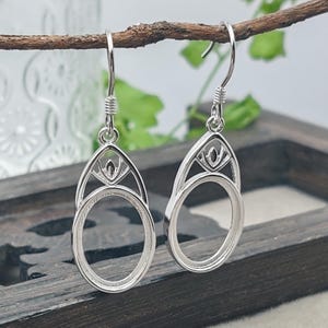925 Silver Earring Components Long-Lasting White Gold Plated Sterling Silver Earring Settings (10x14mm Oval Blank) E001B