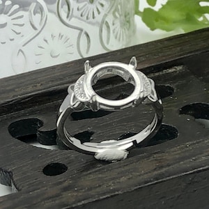 Ring Blank (10x10mm Round Blank) Adjustable Gold Plated 925 Silver Ring Base Round Cabochon Ring Setting Ring Component R1489B