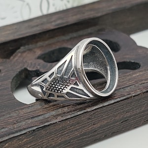 Ring Blank (11x13mm Oval Blank) Adjustable Thai Sterling Silver Ring Base Oval Cabochon Ring Setting R938B