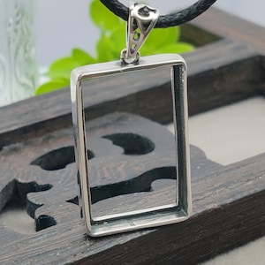 Base para colgante rectangular (10 x 14 mm/12 x 16 mm/13 x 17 mm/16 x 22 mm/16 x 27 mm/20 x 30 mm) Base para colgante rectangular de plata 925 P458B